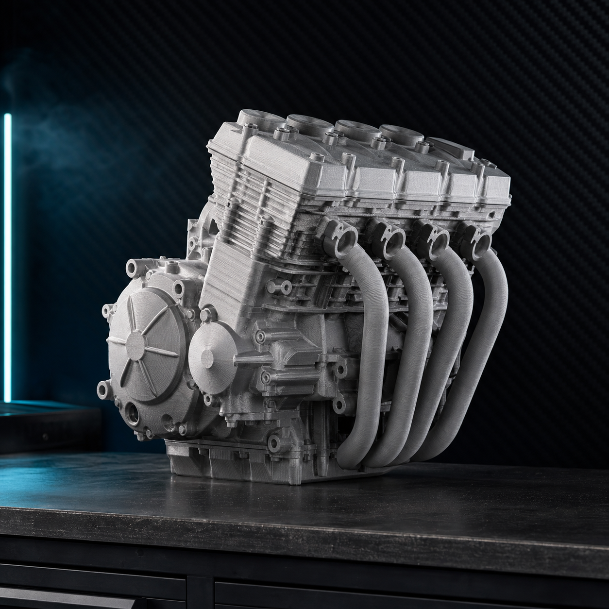3D printed inline four sportbike engine mockup