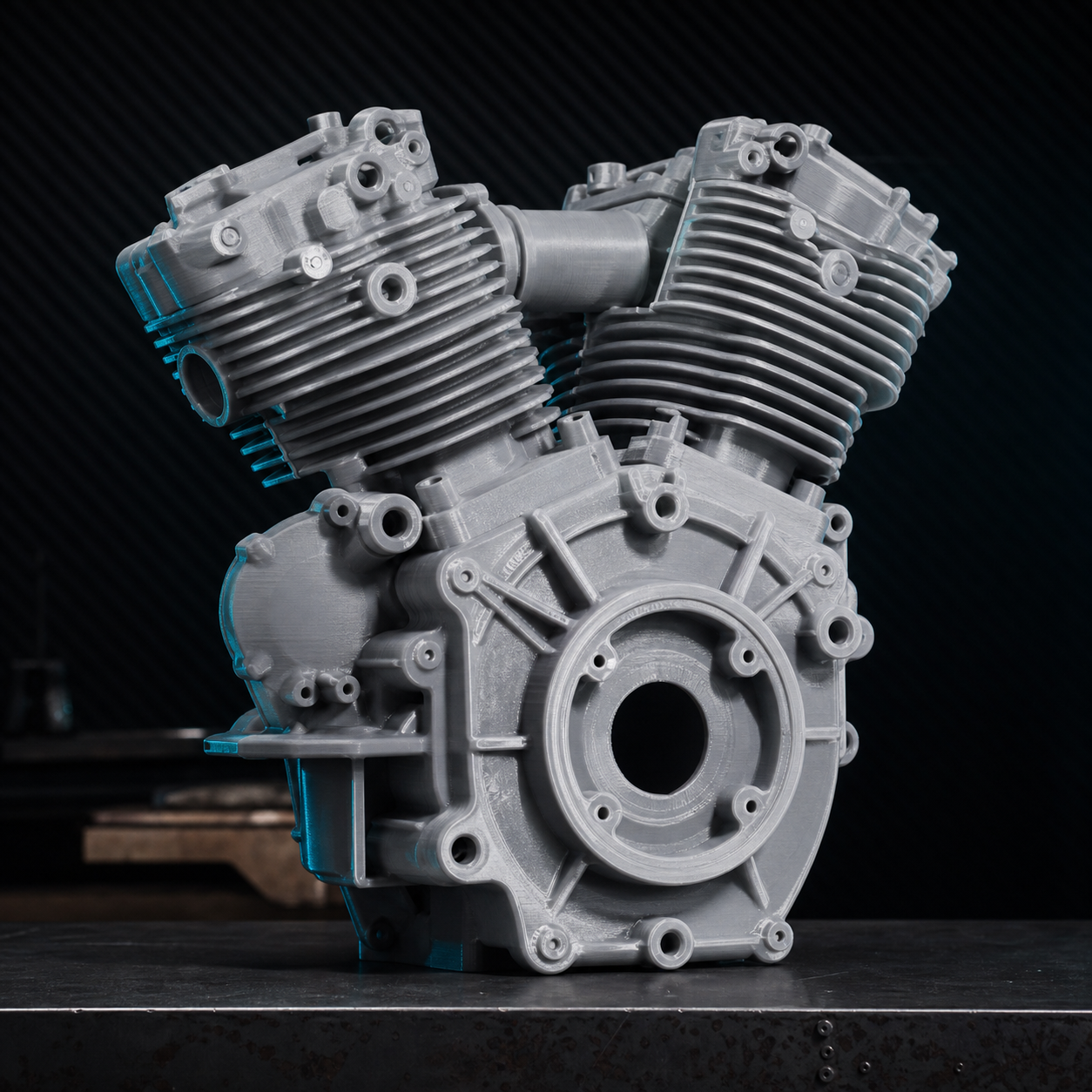 3D printed parallel twin engine mockup