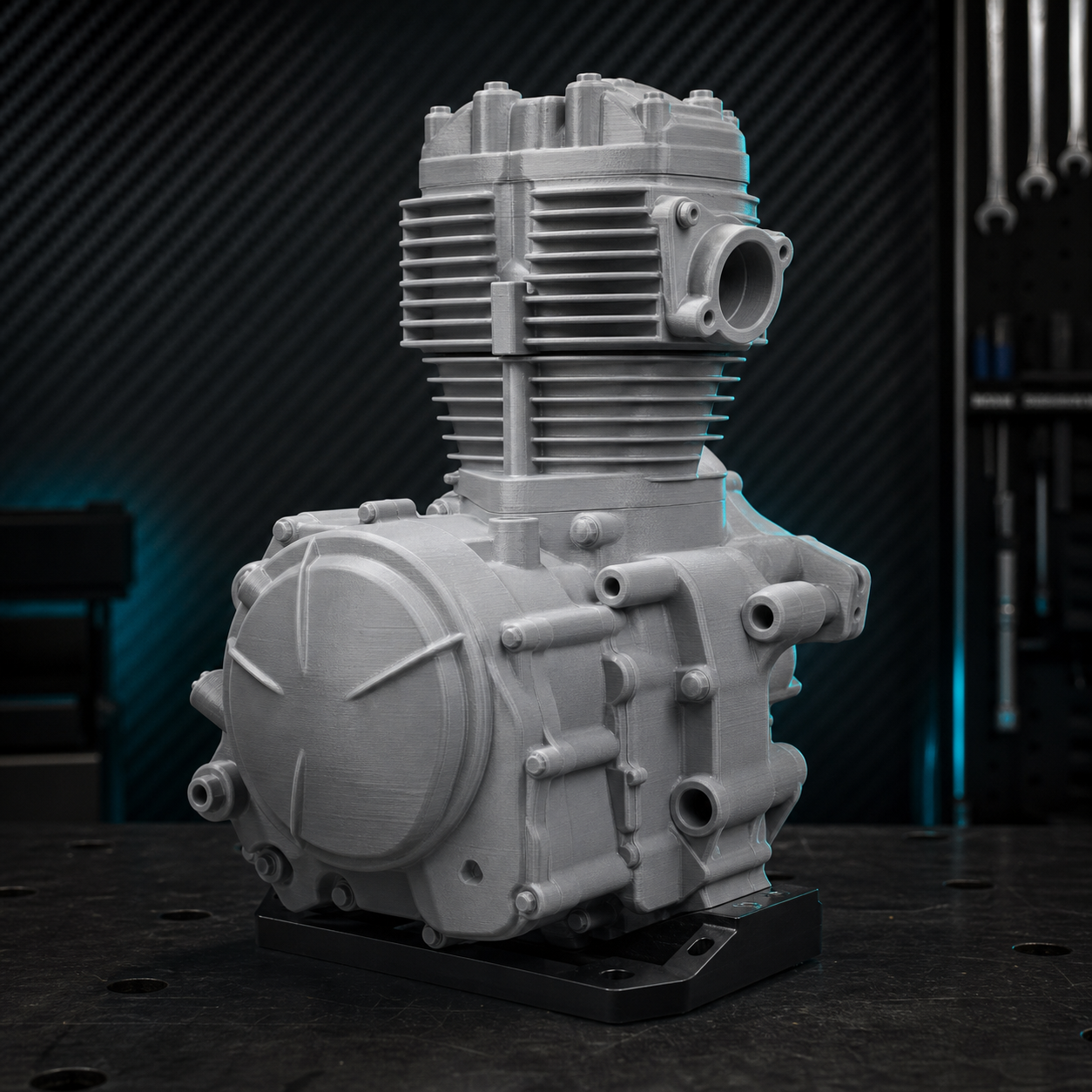 3D printed V-twin motorcycle engine mockup